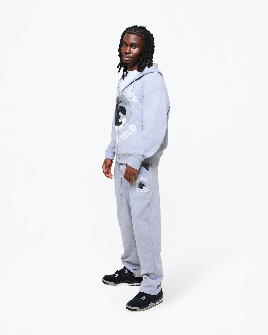 WORLD GREY ZIP-UP HOODIE