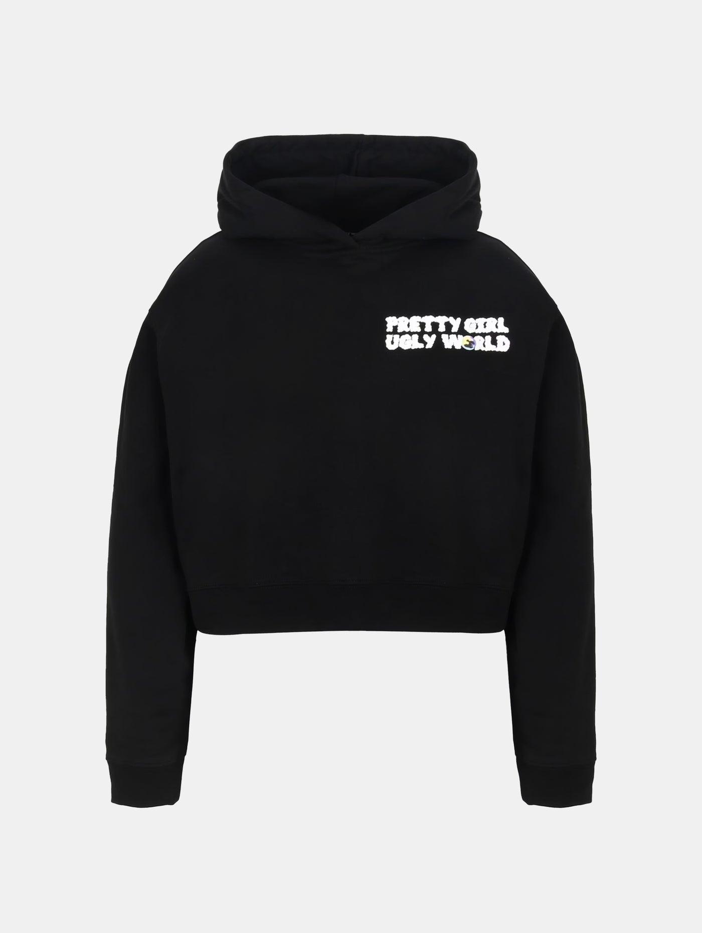 WORLD CROPPED HOODIE Black