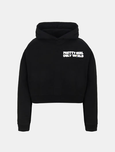 WORLD CROPPED HOODIE Black