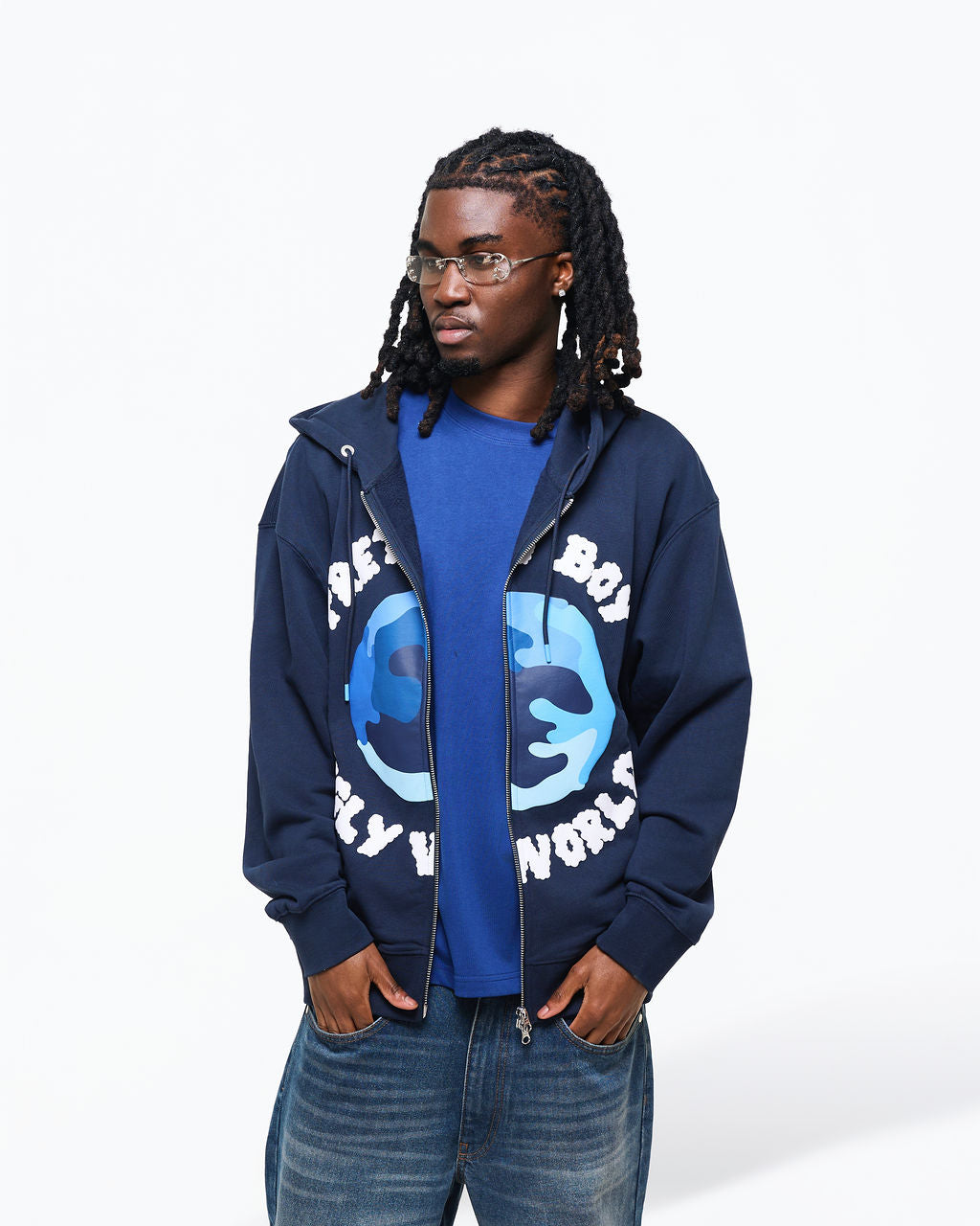 WORLD NAVY ZIP-UP HOODIE