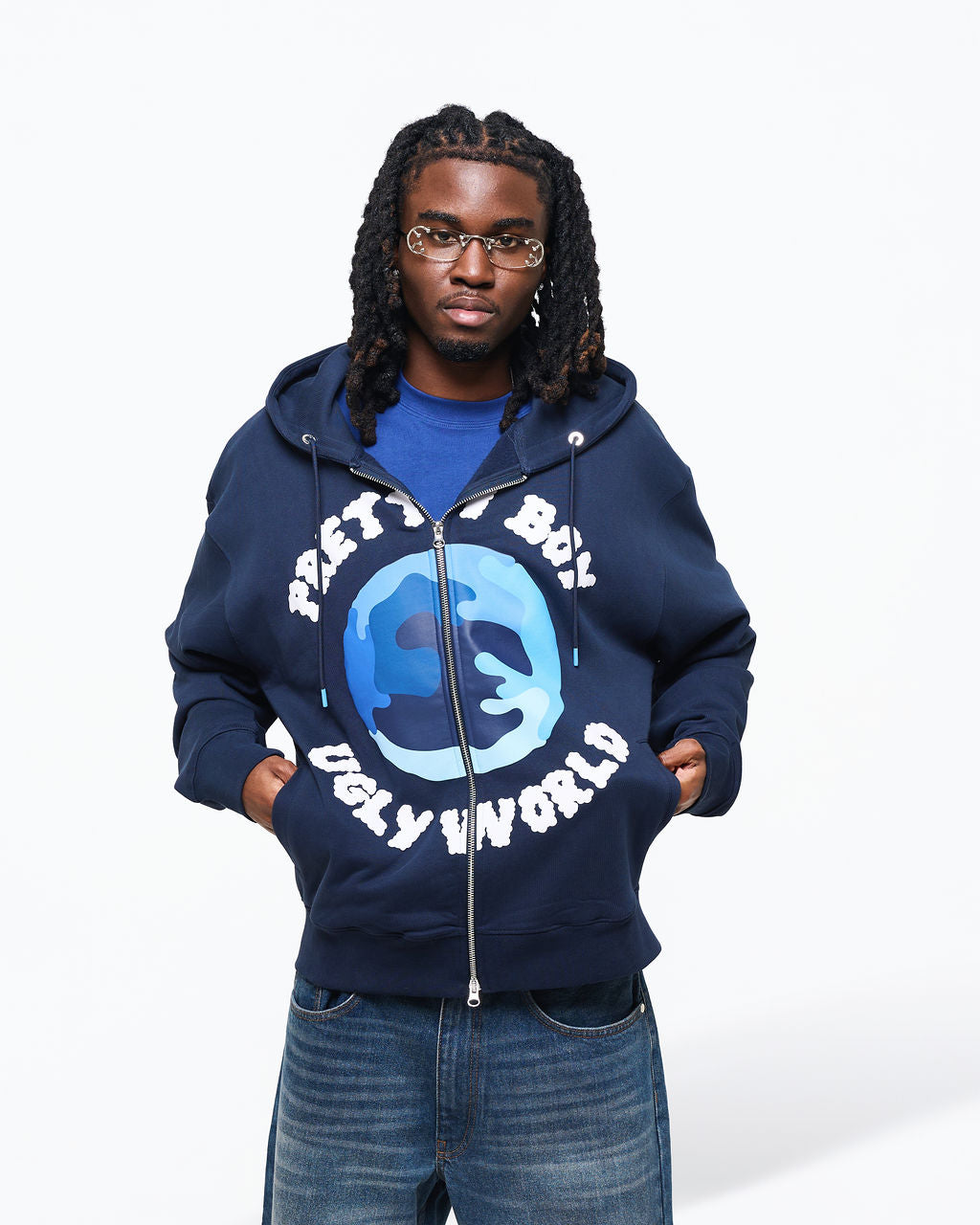 WORLD NAVY ZIP-UP HOODIE